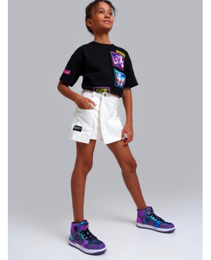 Юбка-шорты текстильные для девочек белый