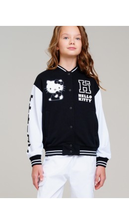 Толстовка трикотажная для девочек черный,белый