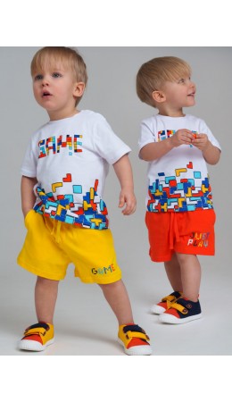 Шорты детские трикотажные для мальчиков, 2 шт в комплекте оранжевый,жёлтый