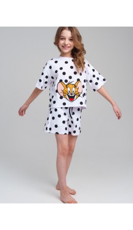 Пижама трикотажная для девочек белый,черный