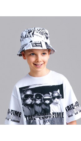 Панама текстильная для мальчиков белый,черный