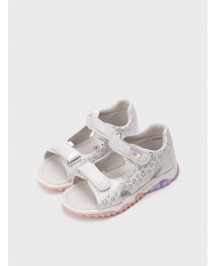 Сандалии для девочек белый,серебряный
