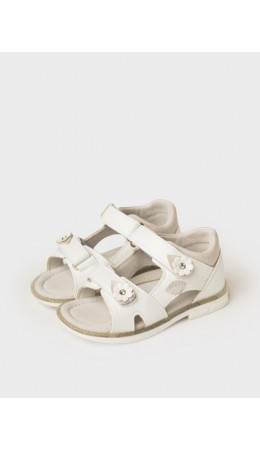 Сандалии для девочек белый,серебряный