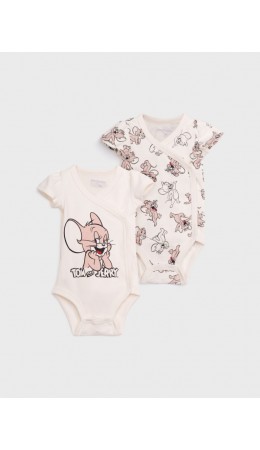 Боди детское трикотажное для девочек, 2 шт в комплекте молочный,коричневый