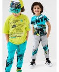Брюки трикотажные для мальчиков, 2 пары в комплекте black, turquoise, grey
