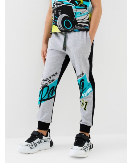 Брюки трикотажные для мальчиков, 2 пары в комплекте black, turquoise, grey