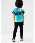 Брюки трикотажные для мальчиков, 2 пары в комплекте black, turquoise, grey