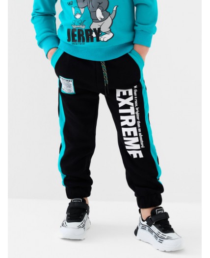 Брюки трикотажные для мальчиков black, turquoise