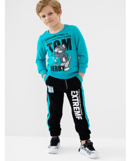 Брюки трикотажные для мальчиков black, turquoise