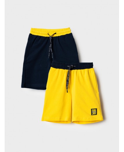 Шорты трикотажные для мальчиков, 2 шт в комплекте dark blue, yellow