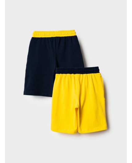 Шорты трикотажные для мальчиков, 2 шт в комплекте dark blue, yellow