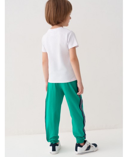 Комплект трикотажный для мальчиков: фуфайка (футболка), брюки white, green
