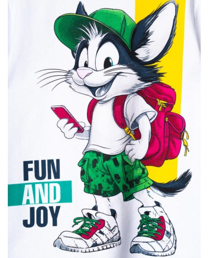 Комплект трикотажный для мальчиков: фуфайка (футболка), брюки white, green