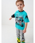 Фуфайка трикотажная для мальчиков (футболка) black, turquoise