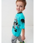 Фуфайка трикотажная для мальчиков (футболка) black, turquoise