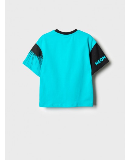 Фуфайка трикотажная для мальчиков (футболка) black, turquoise
