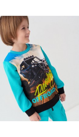 Толстовка трикотажная для мальчиков white, turquoise