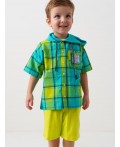 Рубашка текстильная с капюшоном из трикотажа для мальчиков multicolor