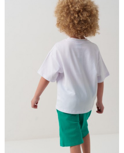 Комплект трикотажный для мальчиков: фуфайка (футболка), шорты white, green