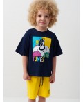 Комплект трикотажный для мальчиков: фуфайка (футболка), шорты dark blue, yellow