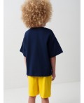 Комплект трикотажный для мальчиков: фуфайка (футболка), шорты dark blue, yellow