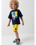 Комплект трикотажный для мальчиков: фуфайка (футболка), шорты dark blue, yellow