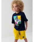 Комплект трикотажный для мальчиков: фуфайка (футболка), шорты dark blue, yellow
