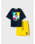 Комплект трикотажный для мальчиков: фуфайка (футболка), шорты dark blue, yellow