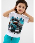 Комплект трикотажный для мальчиков: фуфайка (футболка), брюки white, turquoise