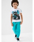 Комплект трикотажный для мальчиков: фуфайка (футболка), брюки white, turquoise