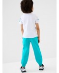 Комплект трикотажный для мальчиков: фуфайка (футболка), брюки white, turquoise