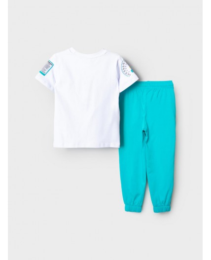 Комплект трикотажный для мальчиков: фуфайка (футболка), брюки white, turquoise