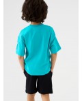 Комплект трикотажный для мальчиков: фуфайка (футболка), шорты black, turquoise