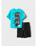 Комплект трикотажный для мальчиков: фуфайка (футболка), шорты black, turquoise