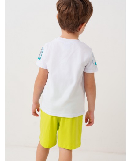 Комплект трикотажный для мальчиков: фуфайка (футболка), шорты white, light green