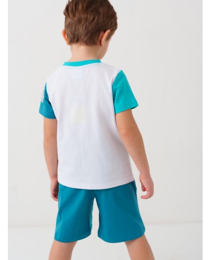 Комплект трикотажный для мальчиков: фуфайка (футболка), шорты white, turquoise