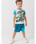 Комплект трикотажный для мальчиков: фуфайка (футболка), шорты white, turquoise
