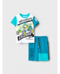 Комплект трикотажный для мальчиков: фуфайка (футболка), шорты white, turquoise
