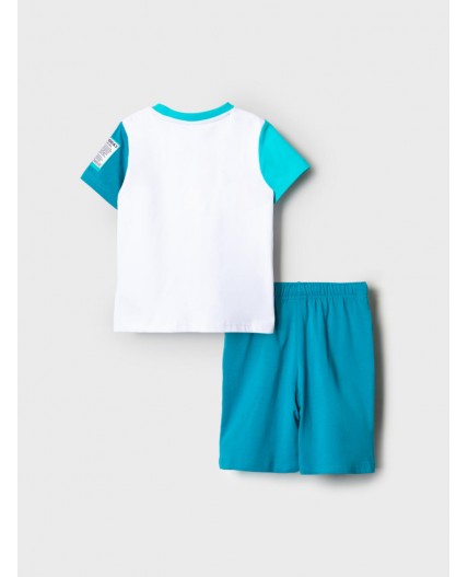 Комплект трикотажный для мальчиков: фуфайка (футболка), шорты white, turquoise