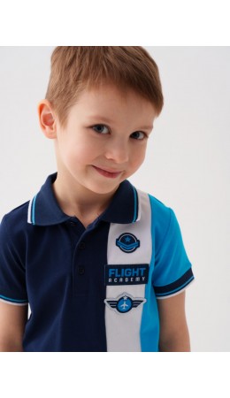 Джемпер трикотажный с воротником поло для мальчиков dark blue, bright blue