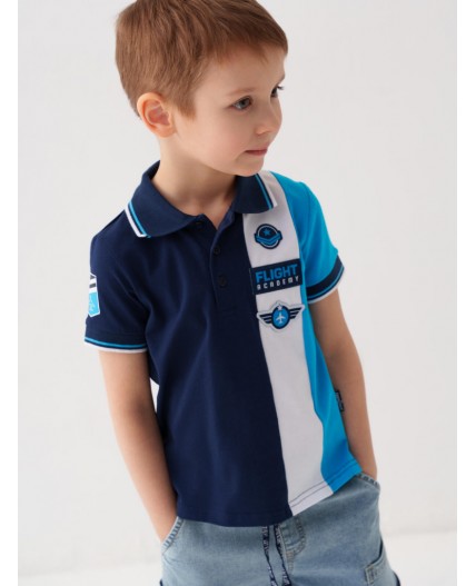 Джемпер трикотажный с воротником поло для мальчиков dark blue, bright blue