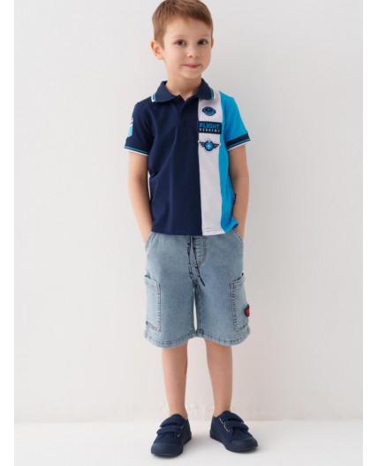 Джемпер трикотажный с воротником поло для мальчиков dark blue, bright blue