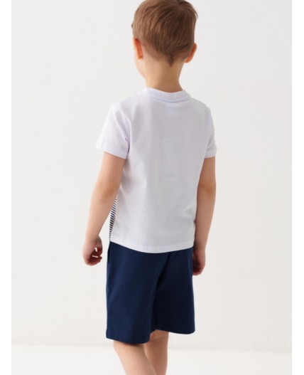 Фуфайка трикотажная для мальчиков (футболка) white, dark blue