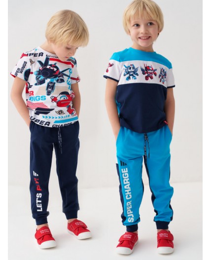 Брюки трикотажные для мальчиков, 2 пары в комплекте bright blue, dark blue