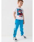 Комплект трикотажный для мальчиков: фуфайка (футболка), брюки white, bright blue