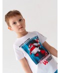 Комплект трикотажный для мальчиков: фуфайка (футболка), брюки white, bright blue