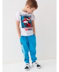 Комплект трикотажный для мальчиков: фуфайка (футболка), брюки white, bright blue