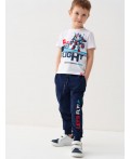 Комплект трикотажный для мальчиков: фуфайка (футболка), брюки white, dark blue