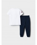 Комплект трикотажный для мальчиков: фуфайка (футболка), брюки white, dark blue