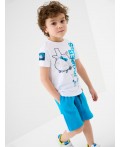 Комплект трикотажный для мальчиков: фуфайка (футболка), шорты white, bright blue